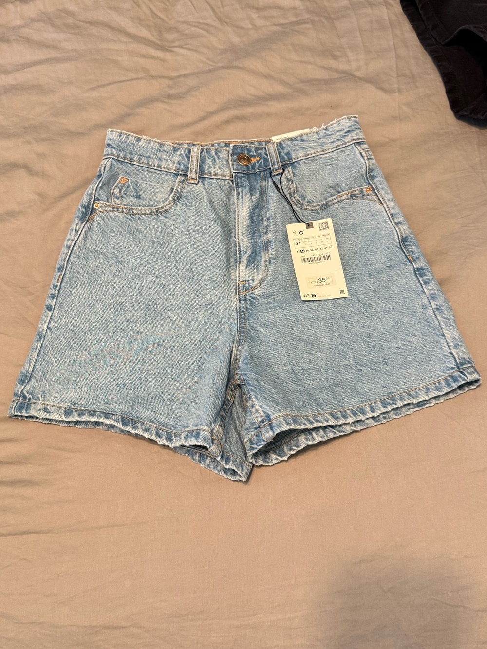 ZARA Light Blue High Waisted Mom Fit Denim Shorts NWT Size 2